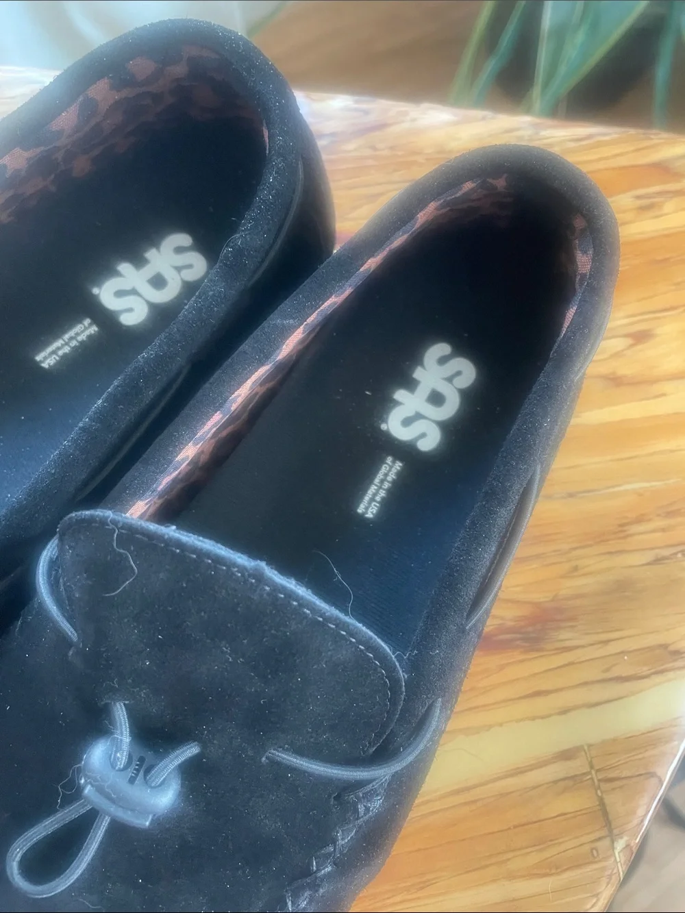 SAS Black Suede Women's Slip-On Moccasin Loafers